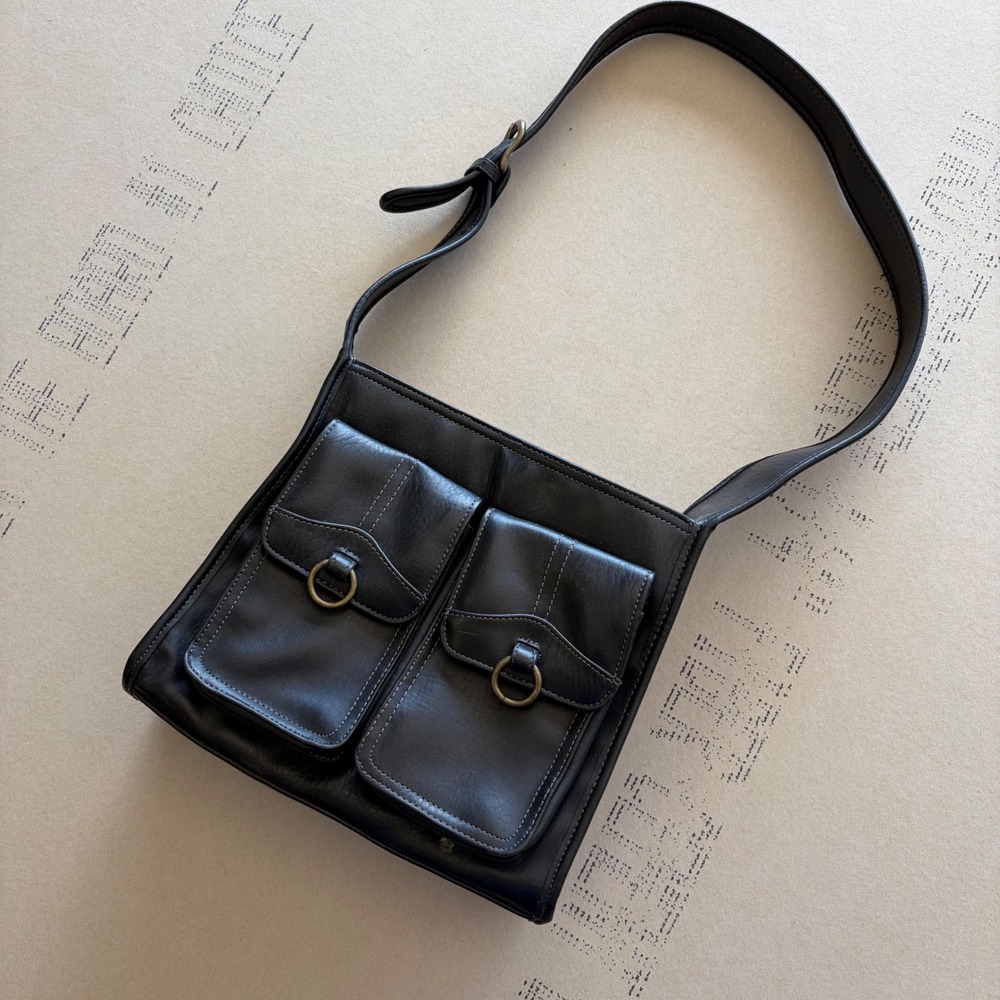 Y2K Unbranded Leather Utility Messenger Bag